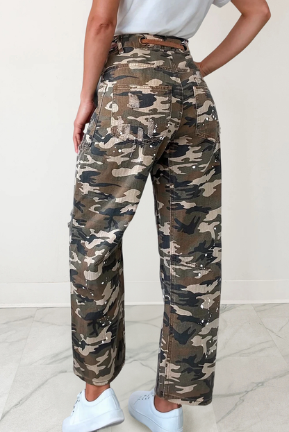 Camo Braided Tie Waist Camo Pant