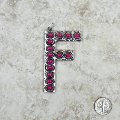 Western Faux Turquoise Initial Pendant
