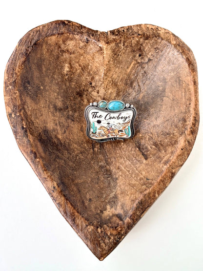 Rodeo Printed Turquoise Stone Statement Stretch Ring