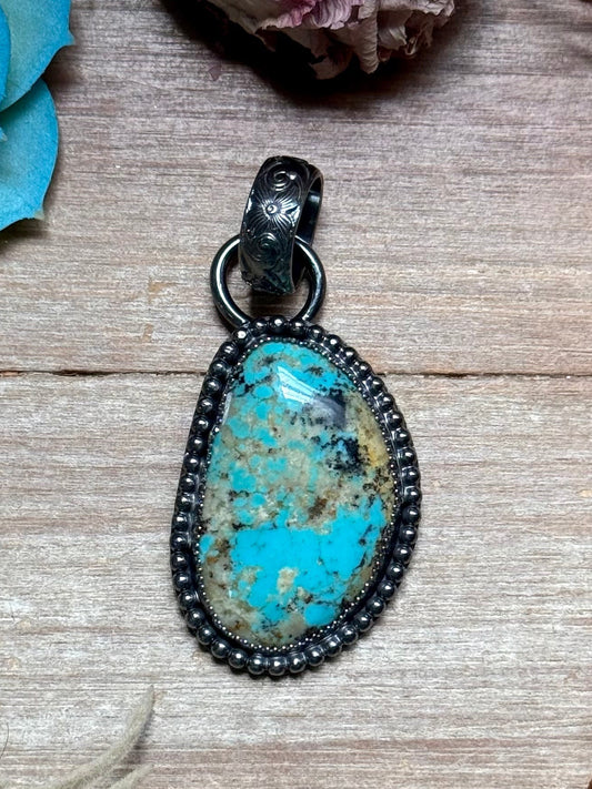 MJ Freeform Turquoise Pendant – Sterling Silver