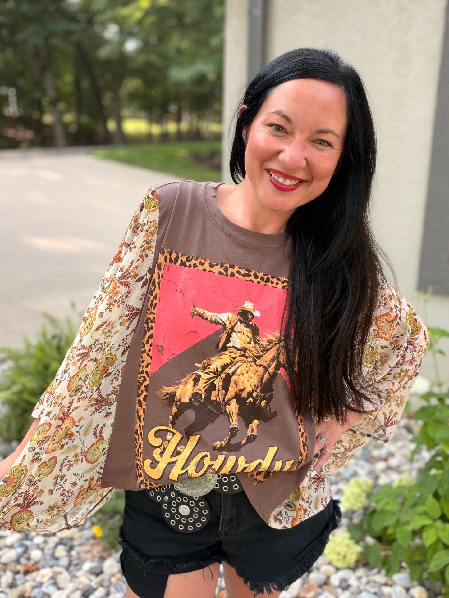 Howdy Western Cowboy Kantha Style Top