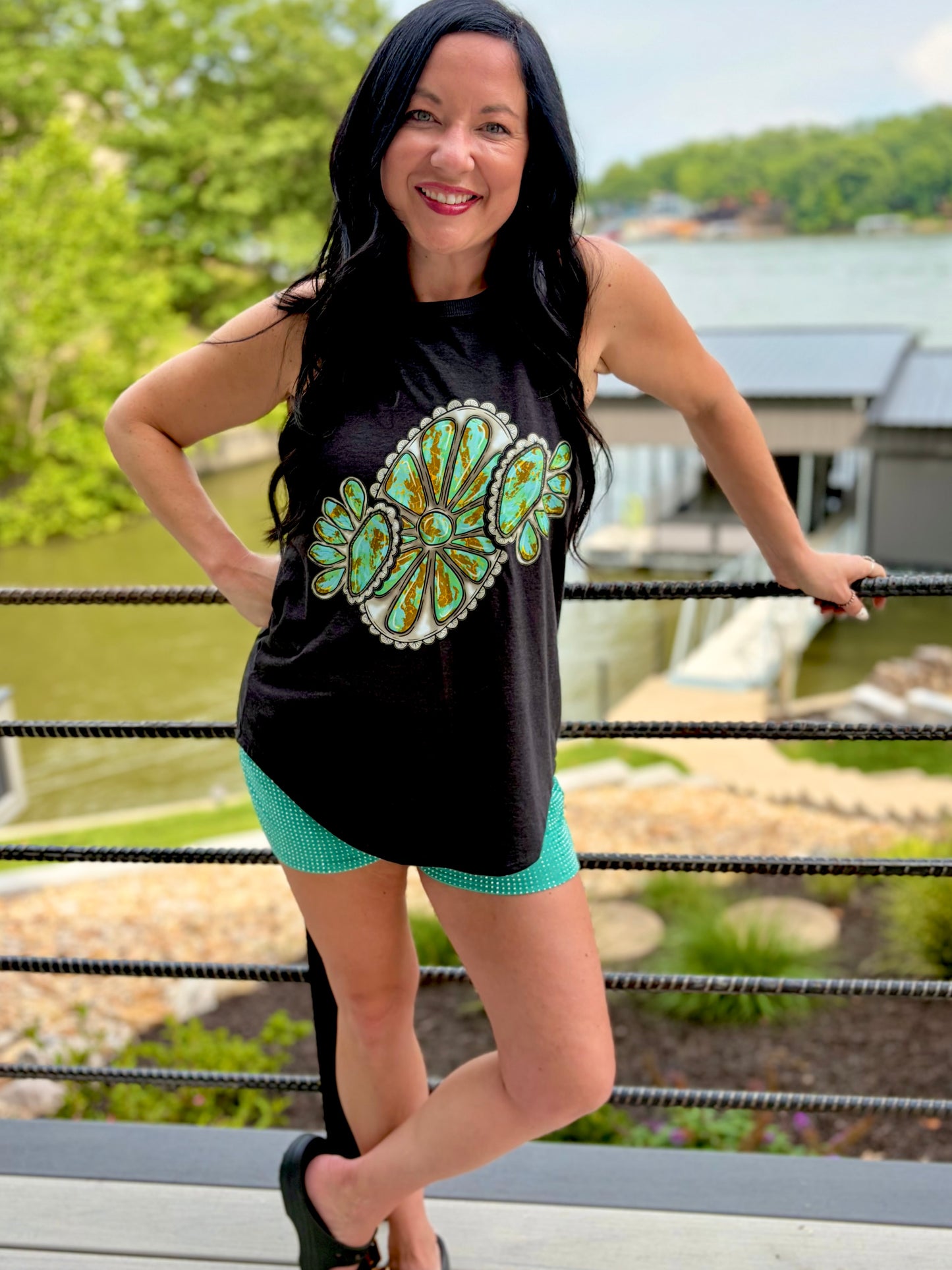 Turquoise Drop Tank Top