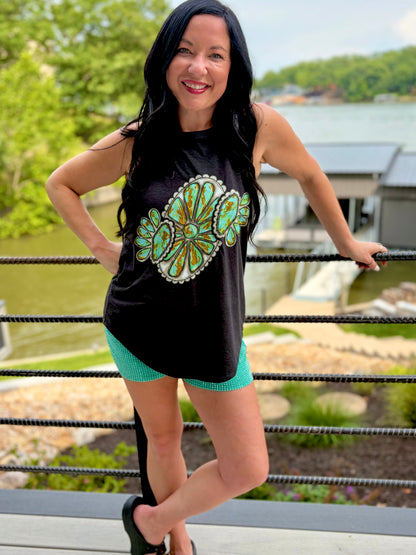 Turquoise Drop Tank Top