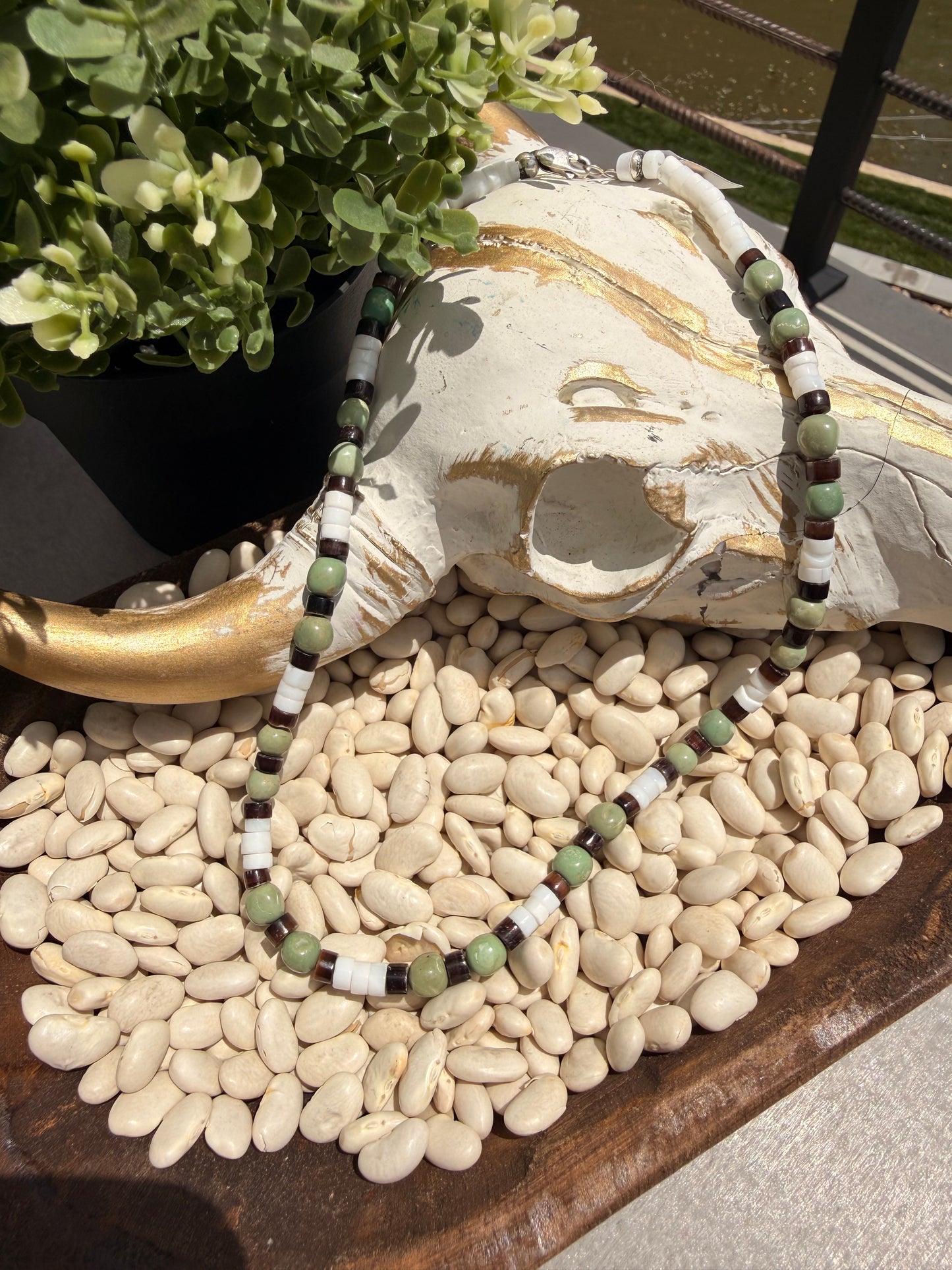 Kimberly Tom - 16" Turquoise + White Bead Necklace