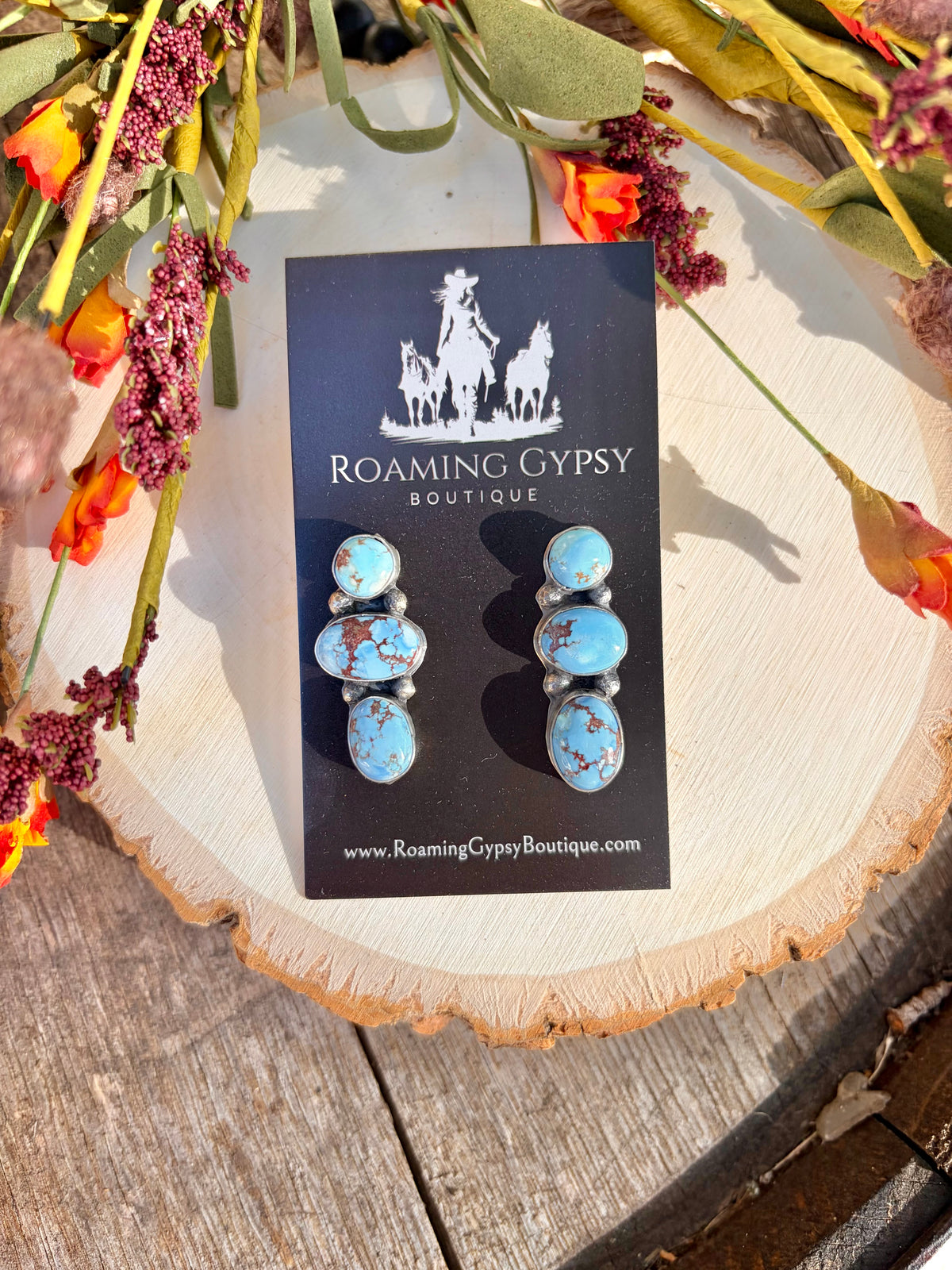 Golden Hill 3 Stone Earrings