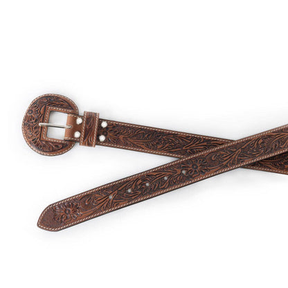 Bronc Ready Tooled Leather Belt