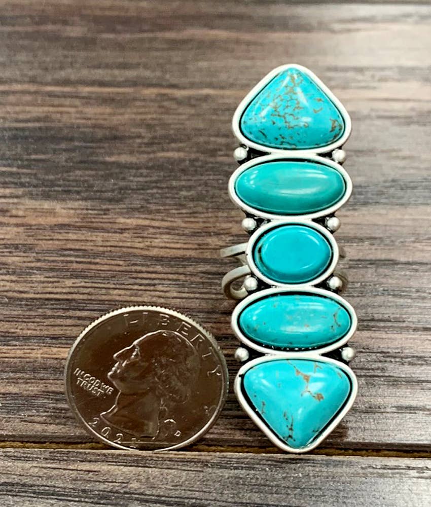 Turquoise Totem Adjustable Ring