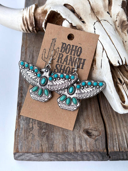 Western Thunderbird with Stone Drop Earrings