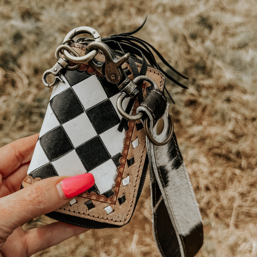 Sidekick Checkered Mini Wallet Keychain