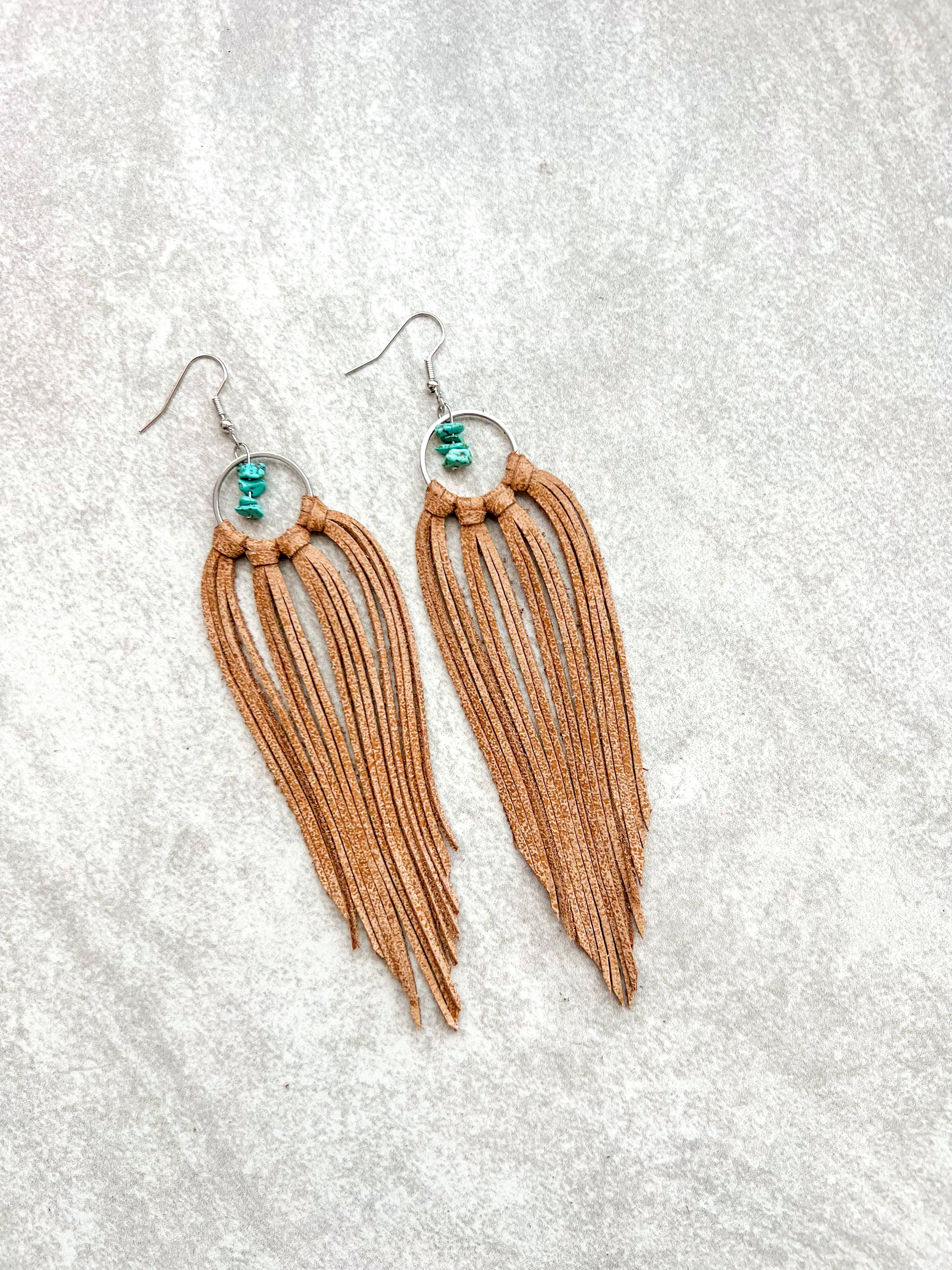 Bozeman Fringe Earrings w/ Turquoise Beads