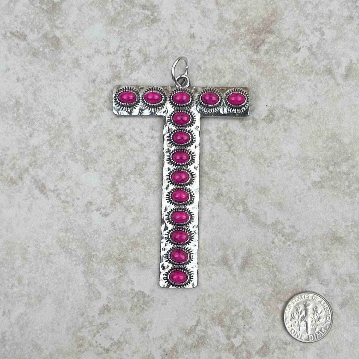 Western Faux Turquoise Initial Pendant