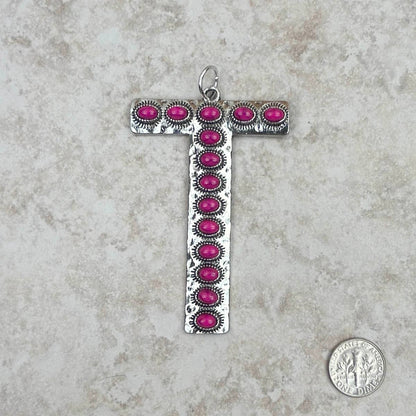 Western Faux Turquoise Initial Pendant