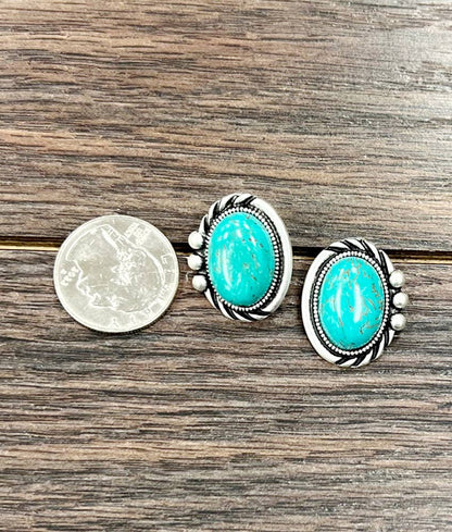 20mm Oval Turquoise Stud Earrings