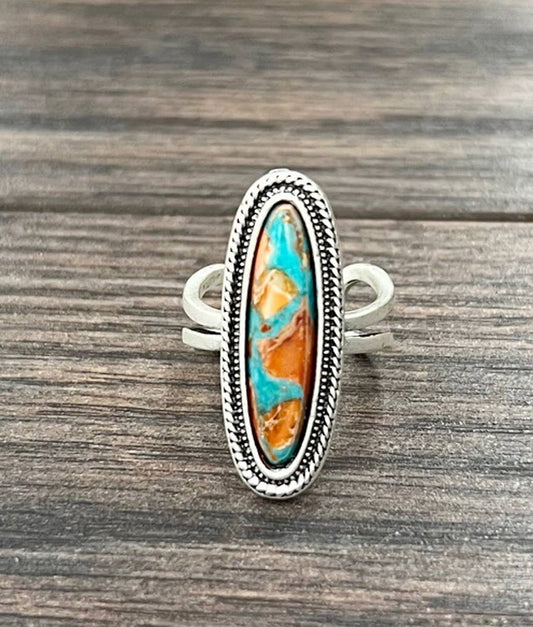 Spiny Gemstone Adjustable Ring