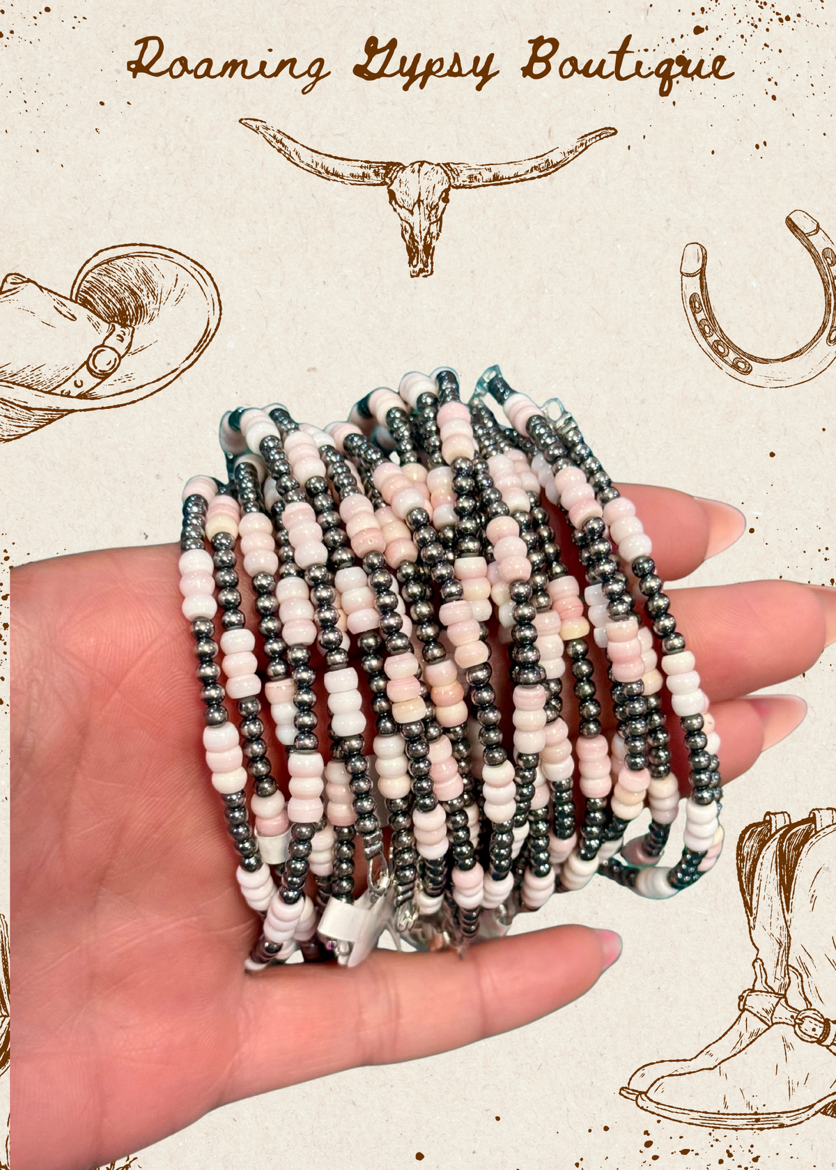 Pink Conch & Sterling Silver Bracelet – 6 1/4"  – 3mm