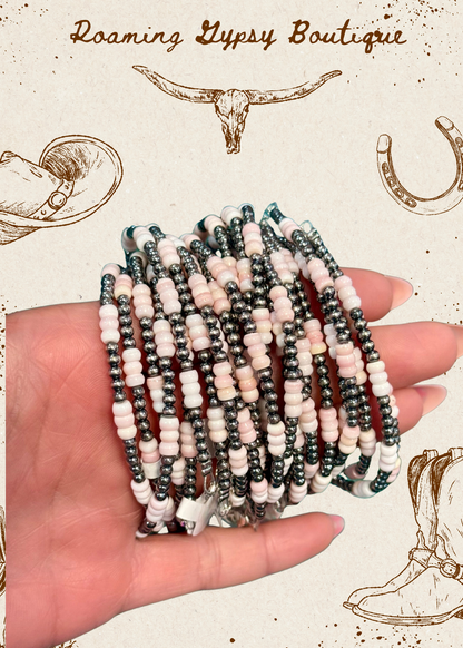 Pink Conch & Sterling Silver Bracelet – 6 1/4"  – 3mm