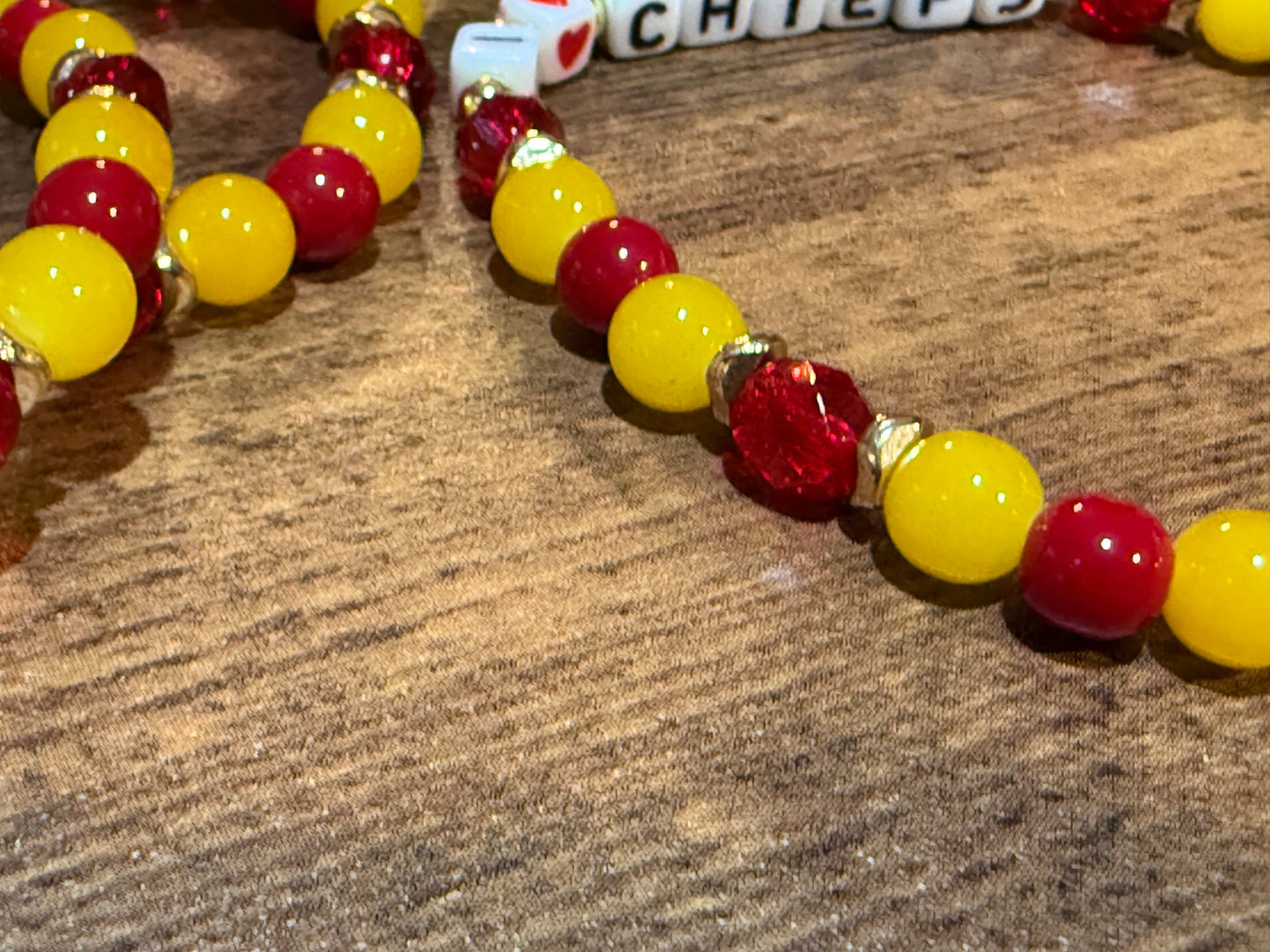 KC Red and Yellow Stretch Beaded Bracelet