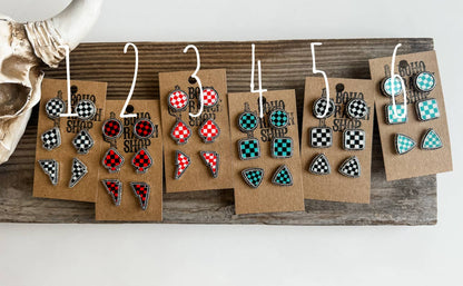 Checker Post Combo Earring Sets