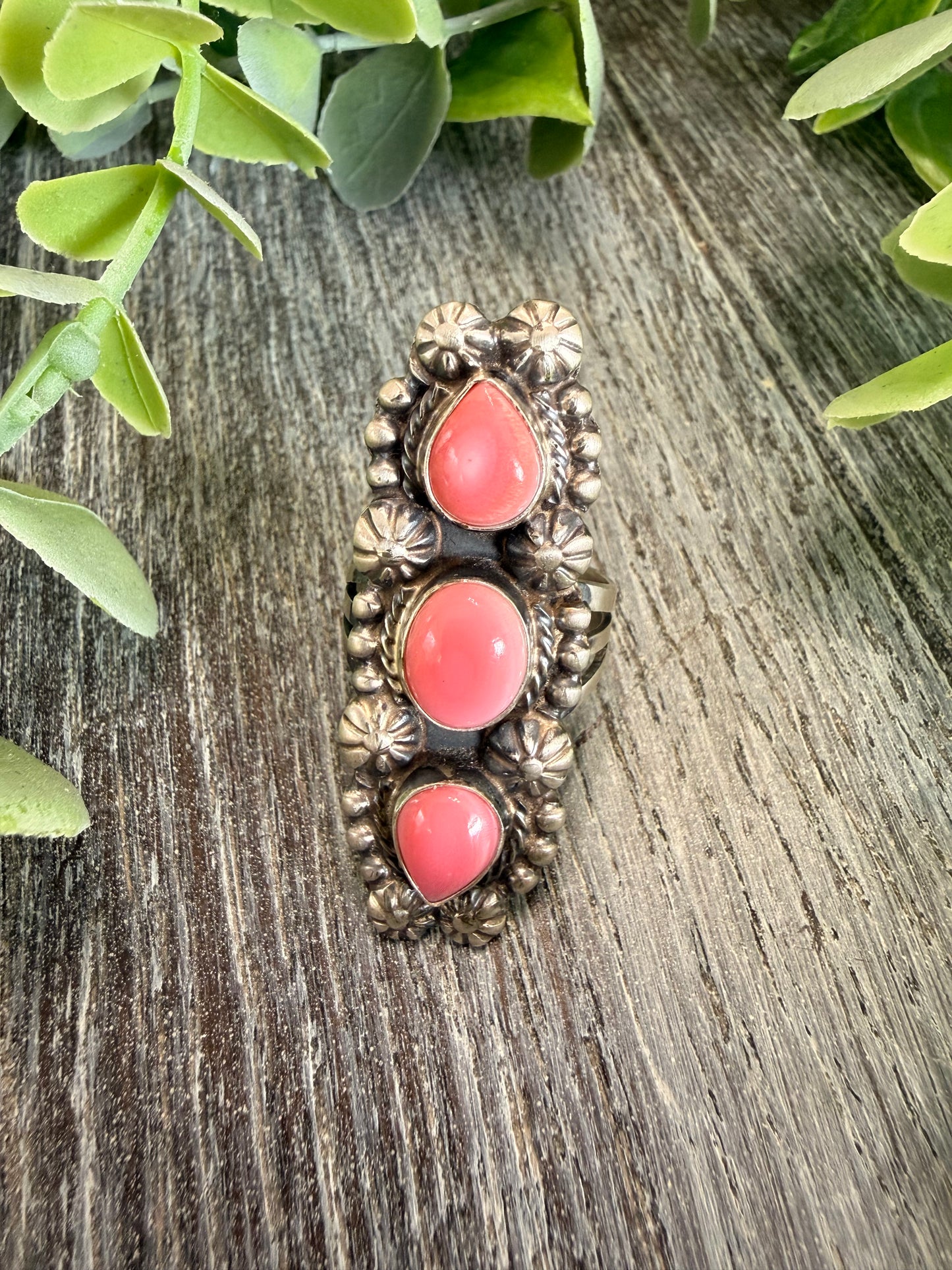 JJJ ~ Triple Pink Conch Ring sz 8.5