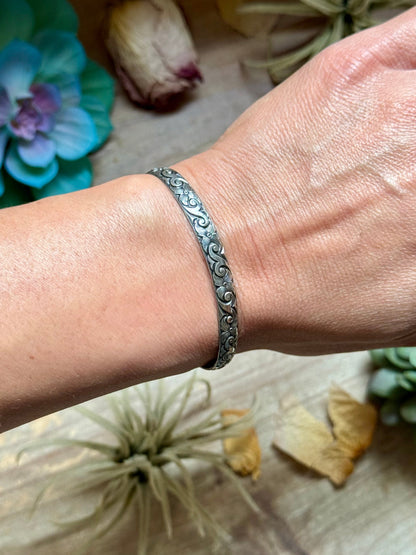 MJ Sterling Silver Cuff – Flexible Small Wrist Fit