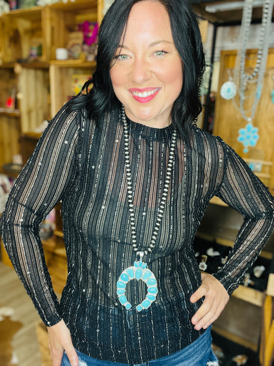 Black & Gold Mesh Concert Layering Shirt | Western Shirt