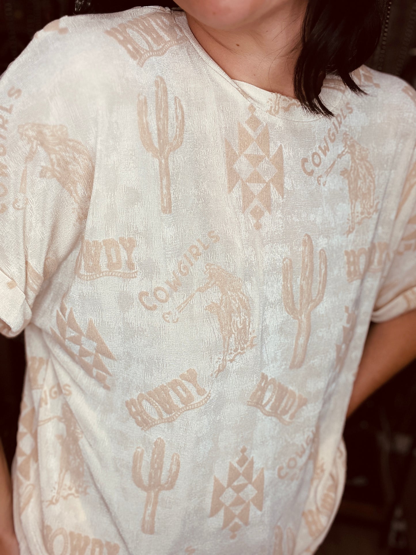 Western Glam Champaign Top