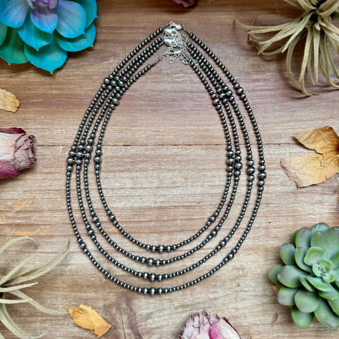 16 inch Graduated Sterling Silver Pearl Necklace