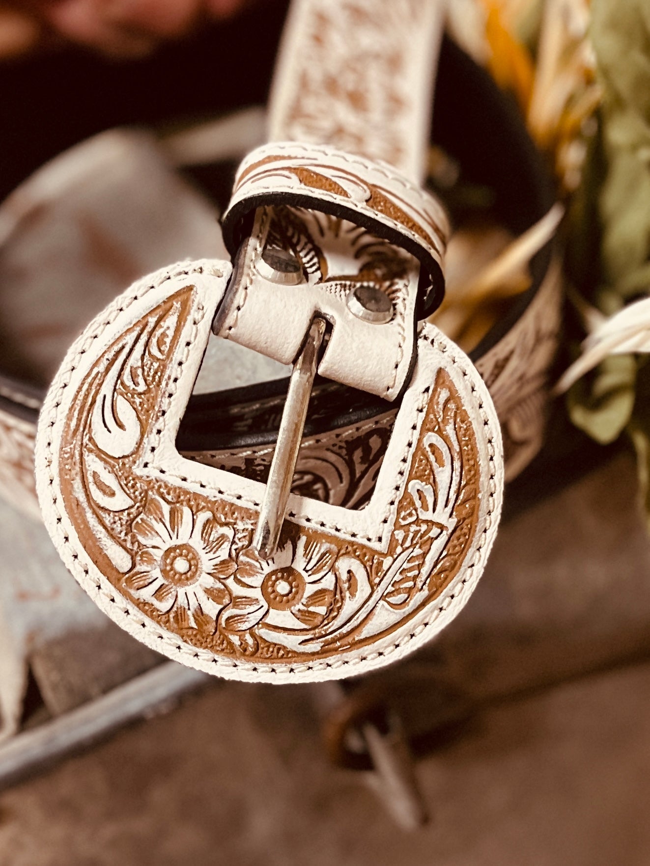 Bronc Ready Tooled Leather Belt