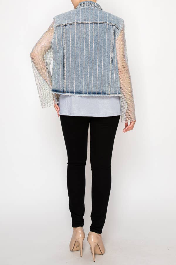 Rhinestone Gypsy Groove Jacket - Denim