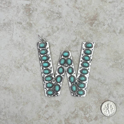 Western Faux Turquoise Initial Pendant