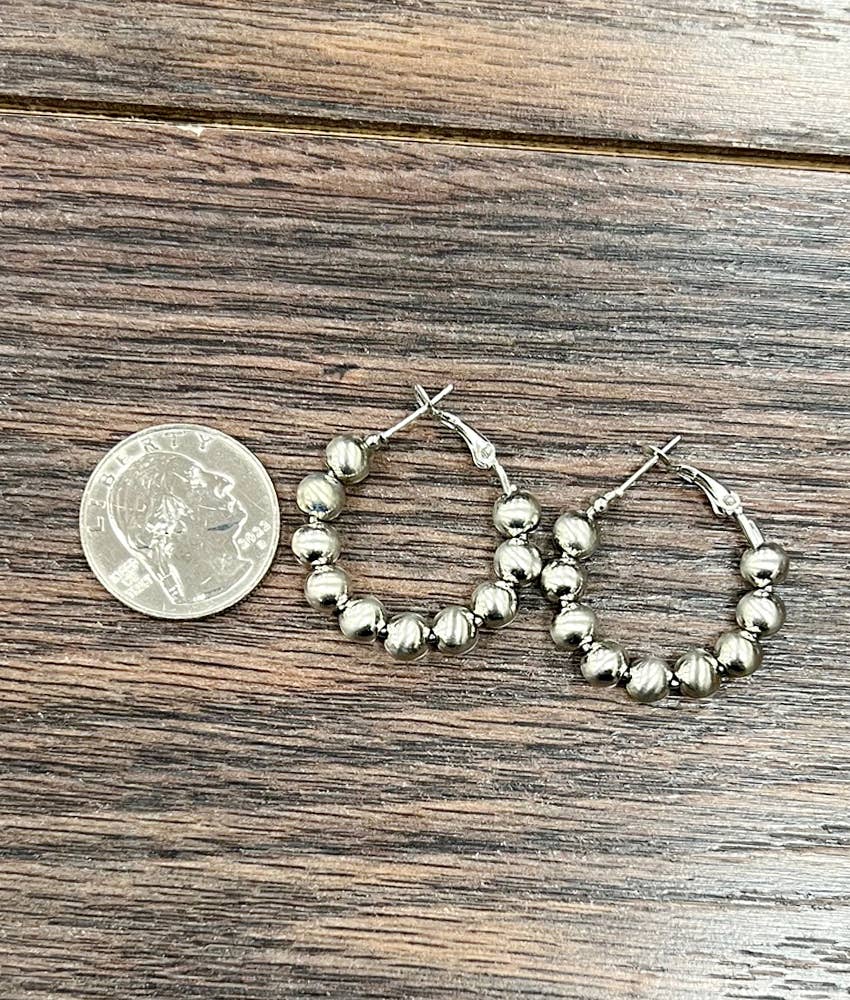 6mm Silver Navajo Bead Earrings