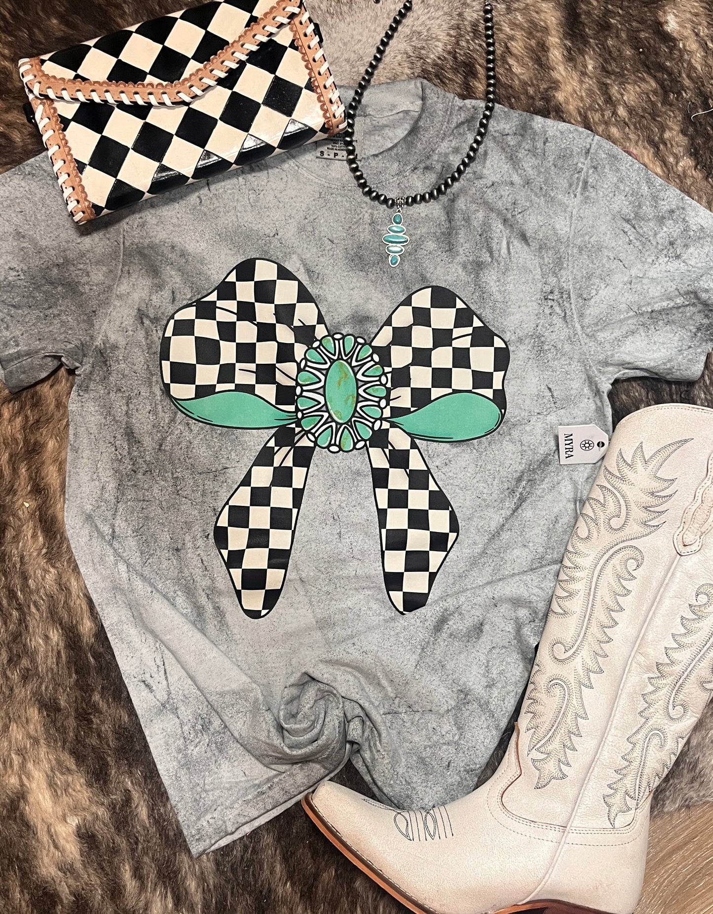 Check Western Bow Tee