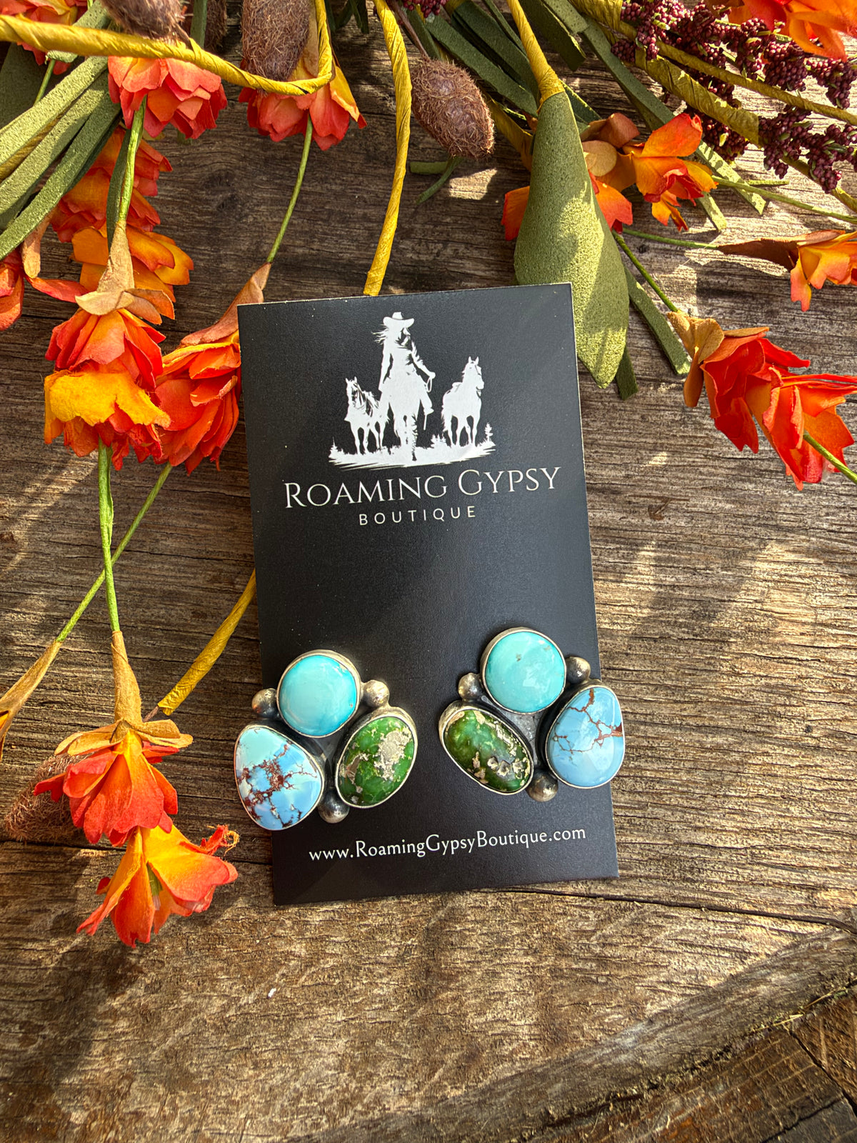 3 Stone Cluster Earrings