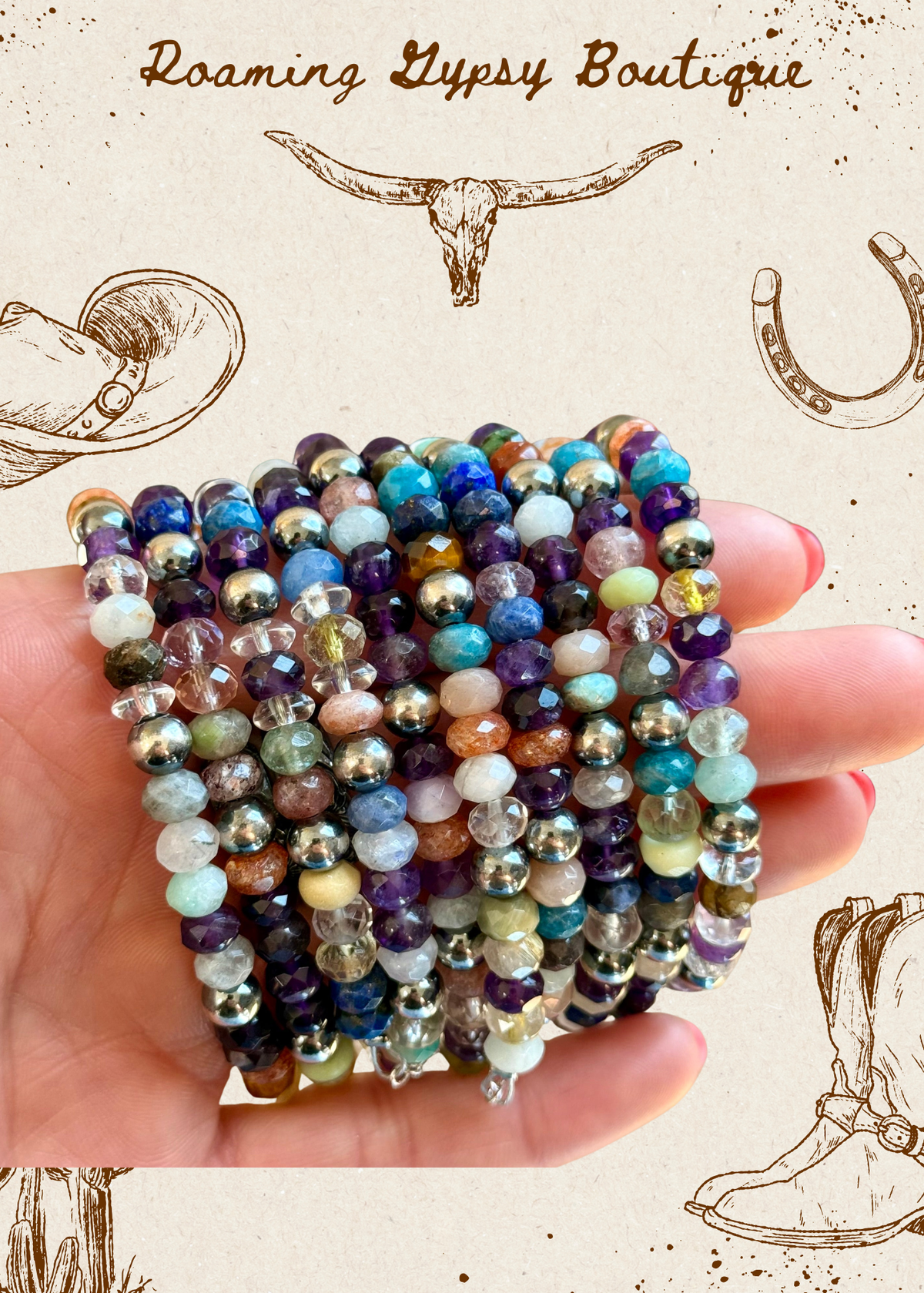 6.25” Mixed Gemstone Bracelet – 6mm Sterling Silver Pearls