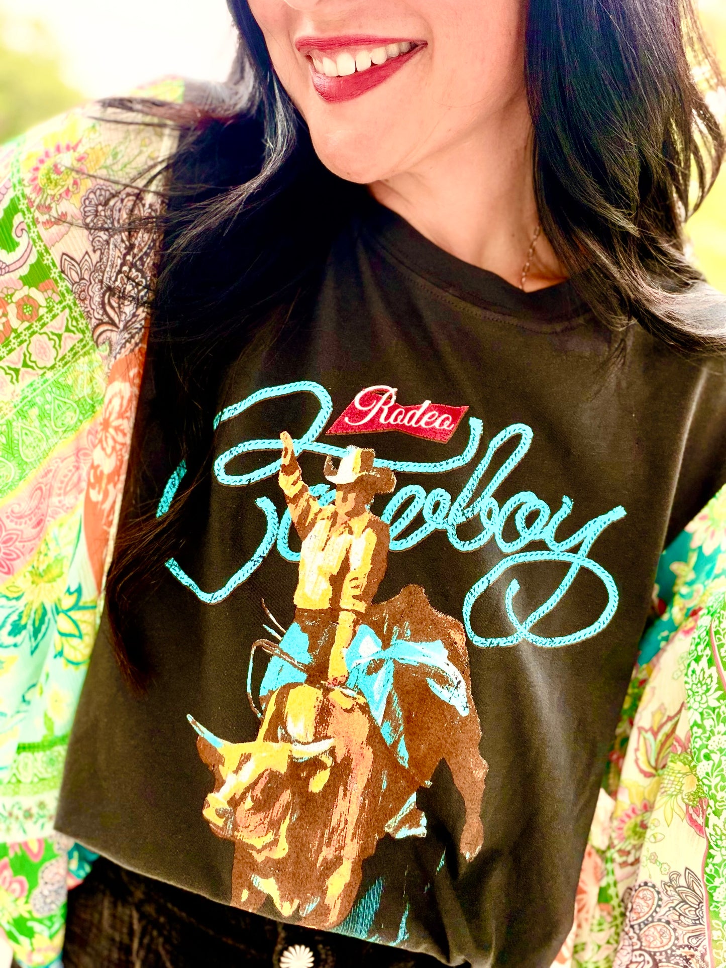 Buck'em Cowboy Rustic Sheer Kaftan Top