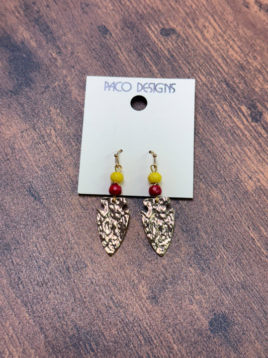 Arrowhead KC Pride Earrings Silver/Gold
