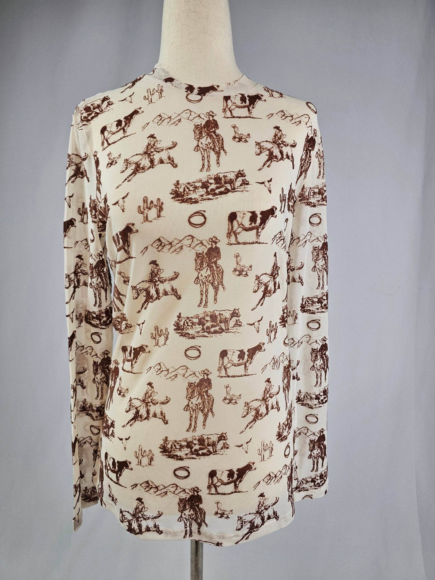 Wild & Western Velvet Mesh Top