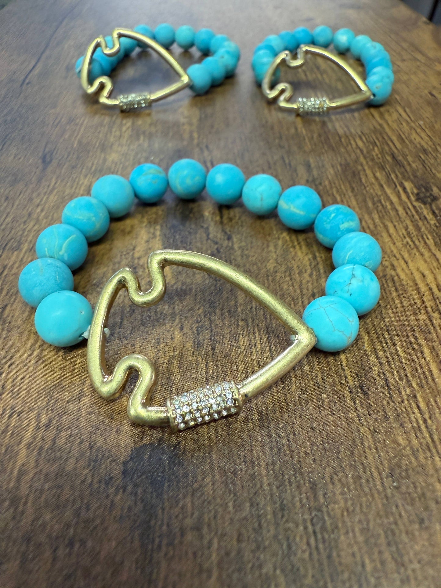 Bling Arrowhead Chunky Stone Stretch Bracelet
