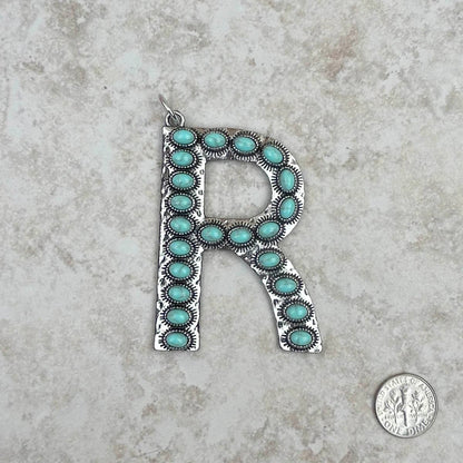 Western Faux Turquoise Initial Pendant
