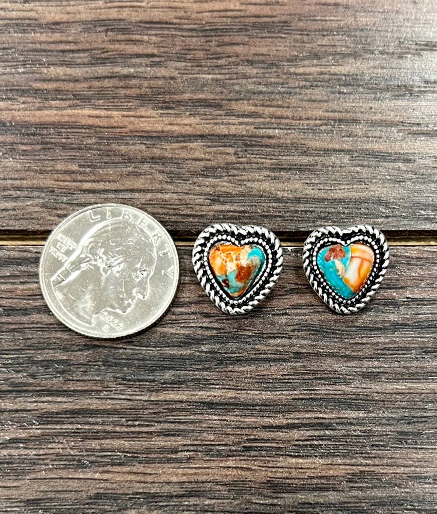 9mm Heart Multi Color Stud Earrings
