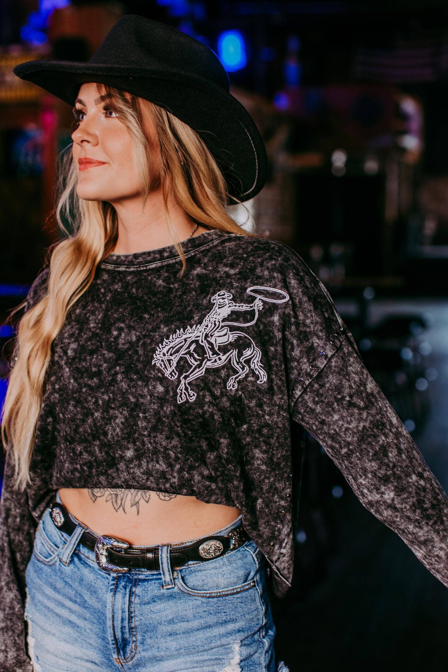 Rodeo Rebel LS Crop Tee