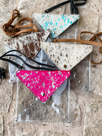 Western Cowhide Hairon Clear Crossbody Purse
