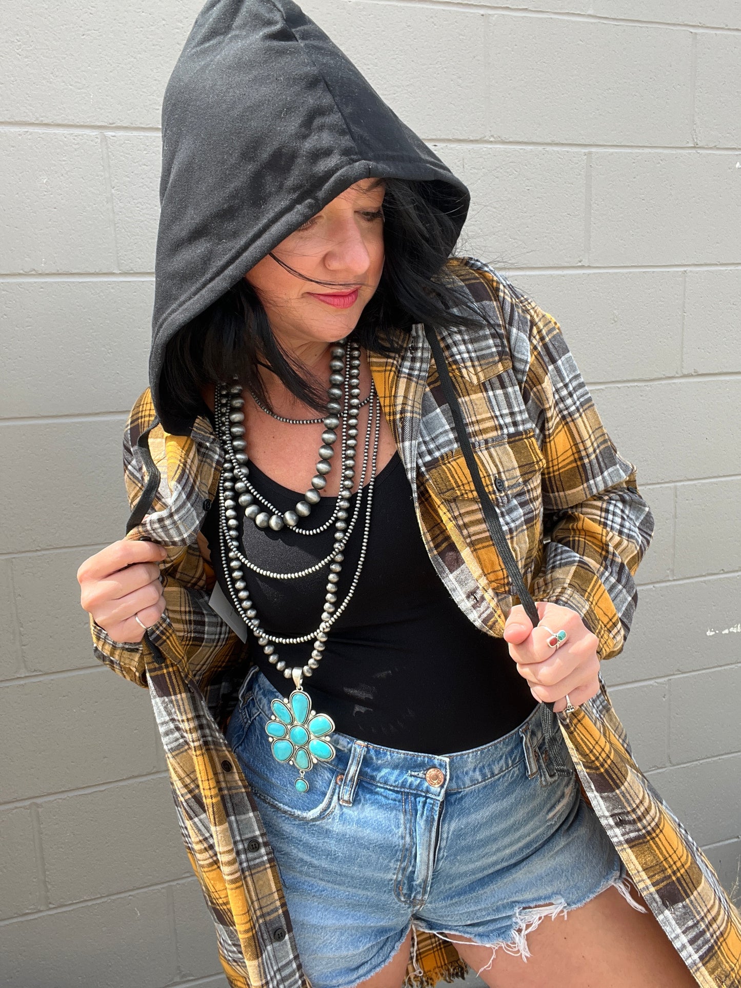 Gypsy Fresh Plaid Hooded Shacket