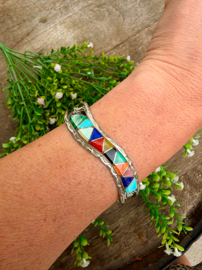 Zuni Inlay Vintage Cuff Bracelet