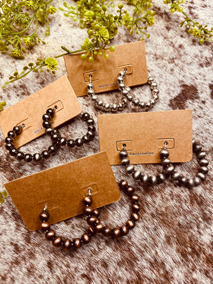 Western Pearl Hoop Earrings