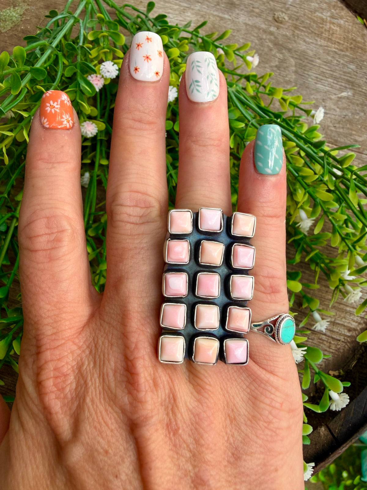 Mega Pink Conch Checker Ring