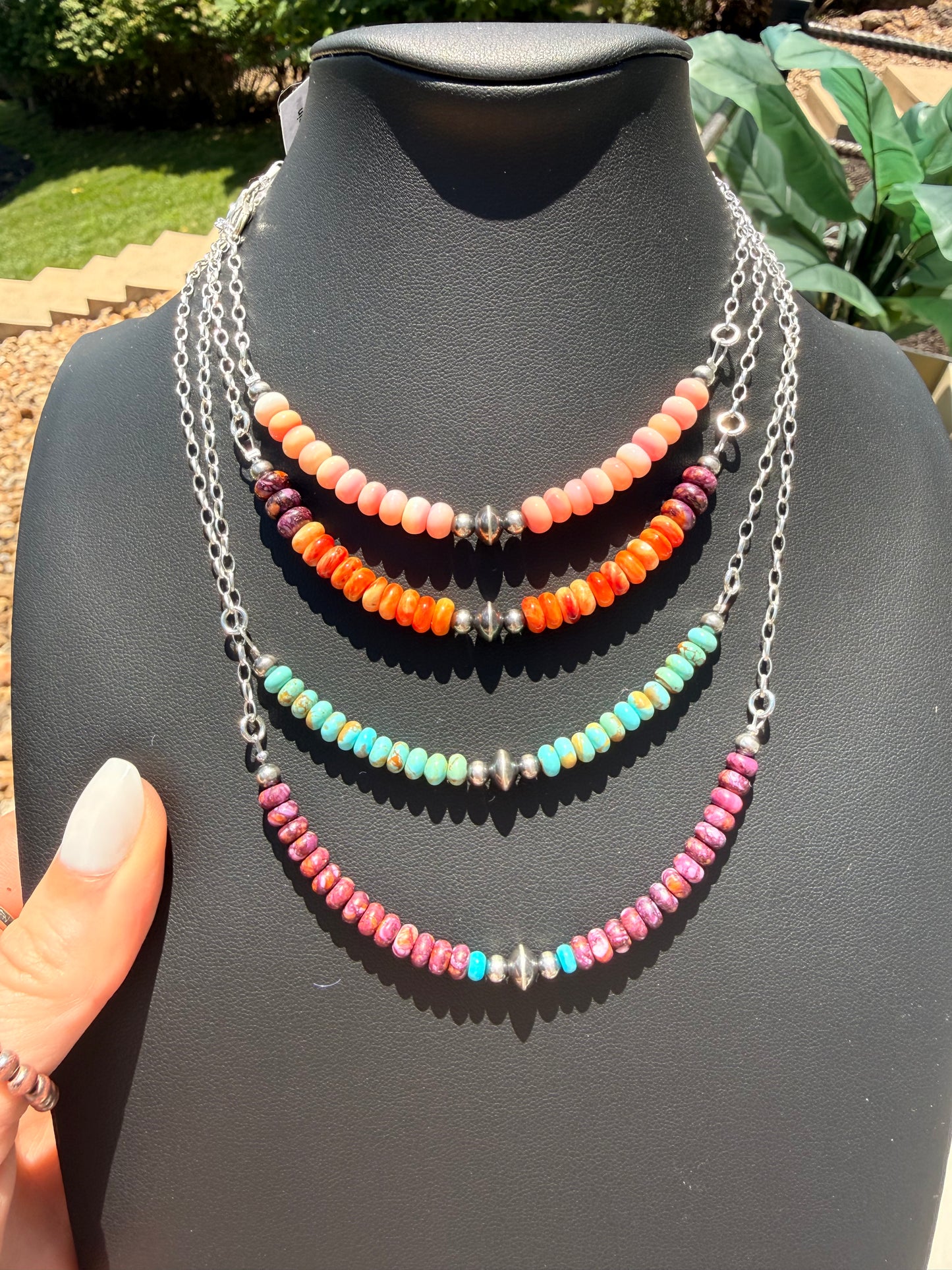 Thompson - Graduated Bead & Gem Necklaces