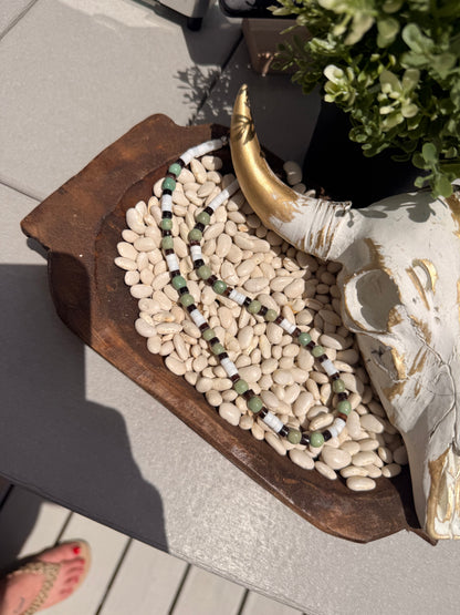 Kimberly Tom - 16" Turquoise + White Bead Necklace