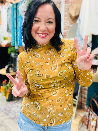 Sunset Paisley Mesh Top