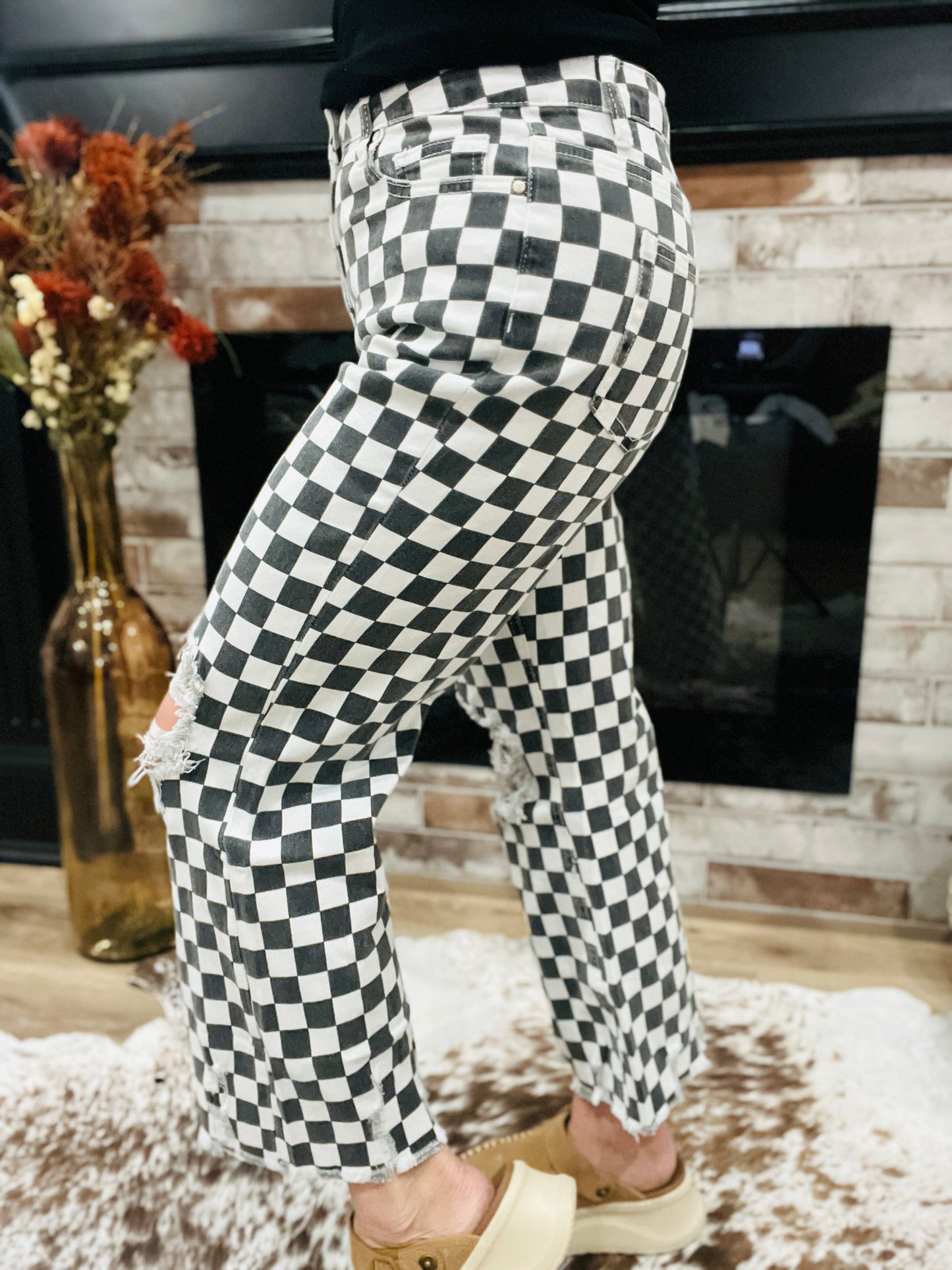 Round the Track Checkered Jeans